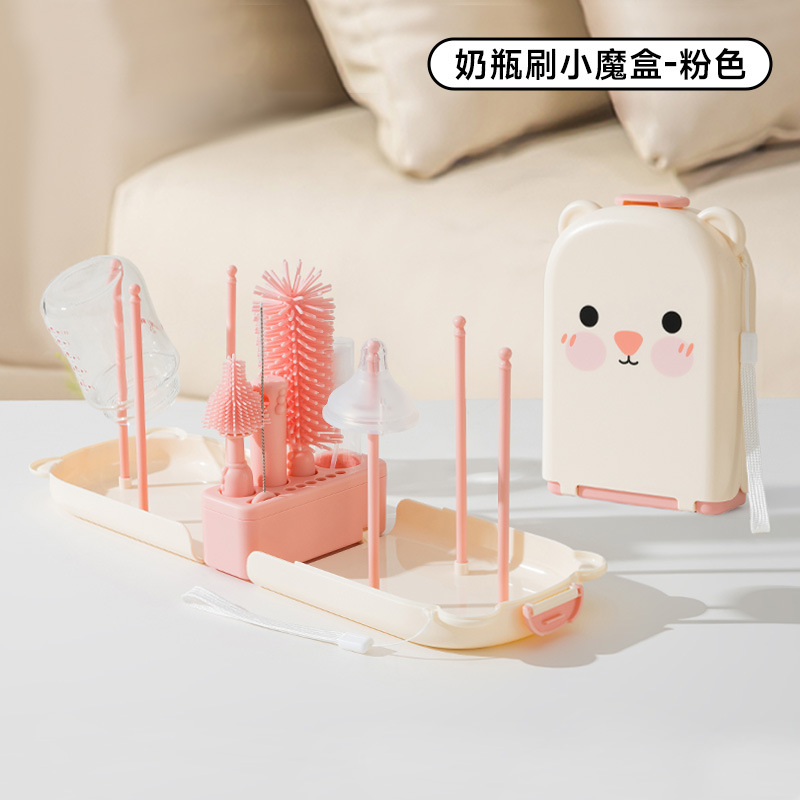 Cepillo de limpieza especial portátil para bebés recién nacidos, caja de almacenamiento de paquetes de viajes, conjunto de cepillos de limpieza de silicona