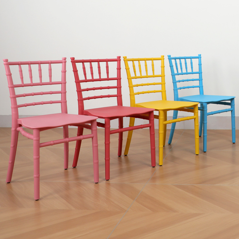 Silla de bambú PP Silla de ocio Silla de respaldo niños kindergarten silla de plástico al por mayor banquete de boda al aire libre Silla de hotel