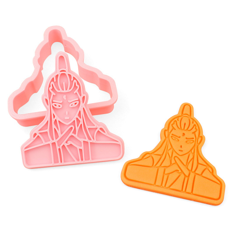 Molde de galletas de Nezha simulado, herramientas de repostería con diseños de dibujos animados de Ao Bing, Ao Guang, Shen Gongbao, Shijin y Bestia del Límite de la Emperatriz