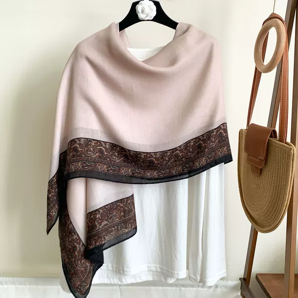 Ethnic Style Cotton and Linen High-End Printed Sunscreen Gauze Shawl Fashionable Headscarf Ready-Made Thin Decorative Scarf