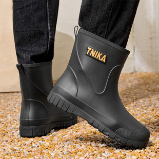 Men's Rain Shoes fleece-lined Detachable Warm Water Shoes Takeaway Rider Rain Boots Adult Waterproof Non-Slip Rubber Shoes Men's Car Wash Shoes