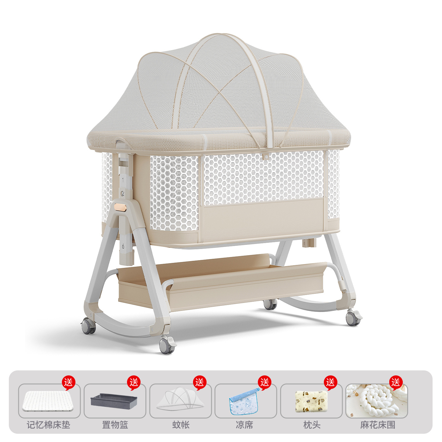 Cama de bebé móvil portátil cuna cama plegable multifuncional BB cama para recién nacidos empalme cama grande