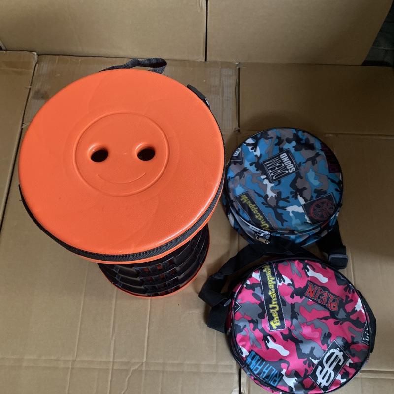 강력한 내하중을 갖춘 두꺼운 주황색 텔레스코픽 스툴 400kg 보관 가방 포함