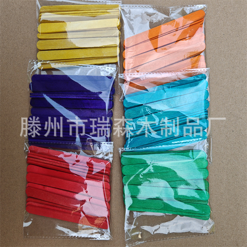 Color ice cream stick 114*10*2DIY handmade material popsicle stick assembly model wooden stick ice cream stick wood Color ice cream stick 114*10*2DIY handmade material popsicle stick assembly model wooden stick ice cream stick wood