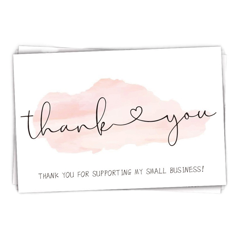 Venta al por mayor Rosa gracias tarjeta etiqueta gracias tarjeta de regalo embalaje de regalo decoración Insertar tarjeta en inglés