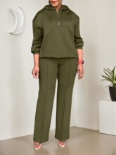 S 37331 Solid Color Hoodie Pants Set with Pockets ��ɫ��ñ��