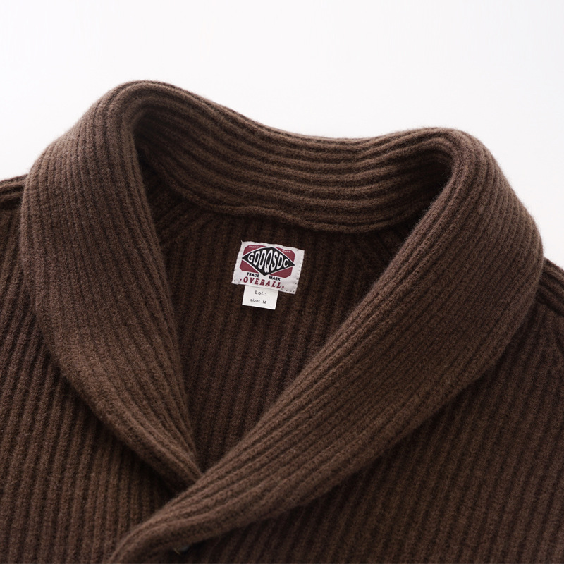 重いポンドの羊のウールの襟をめくってニットのカーディガンのセーターのオーバーの男性の経典のイギリス式の復古の厚い青果の襟のセーター