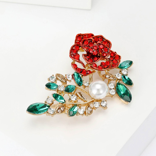 New Rose Quartz Brooch - Elegant High-End Minimalist Accessory, Courtly Graceful Pearl Anti-Slip Clasp