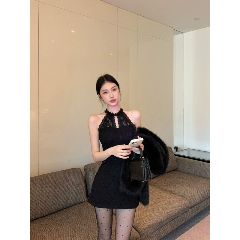 Реальный снимок и реальная цена Pure Desire, сексуальное кружевное платье с лямкой на бретельках, осенне-зимняя новая юбка, обнимающая талию и бедра