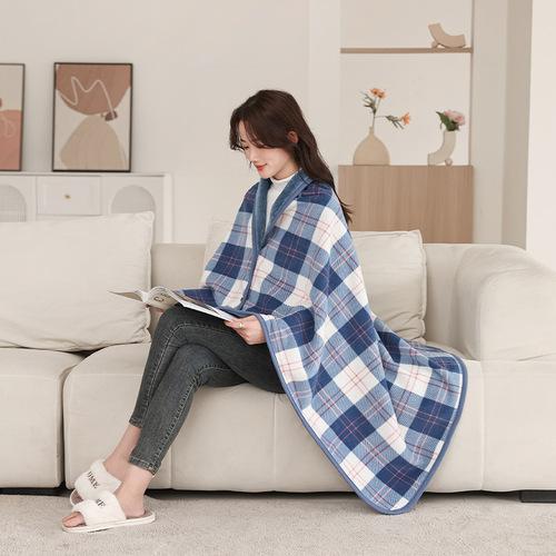 Cross-border multifunctional double-layer thick fleece shawl blanket casual office blanket women's buckle warm shawl blanket