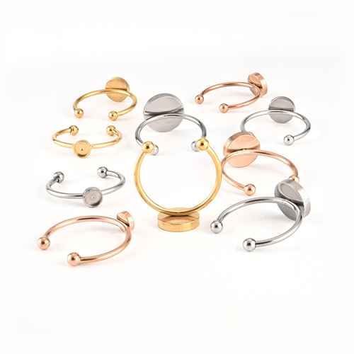 Manufacturer wholesale personalized diy handmade stainless steel jewelry accessories semi-finished natural stone base 18k open ring