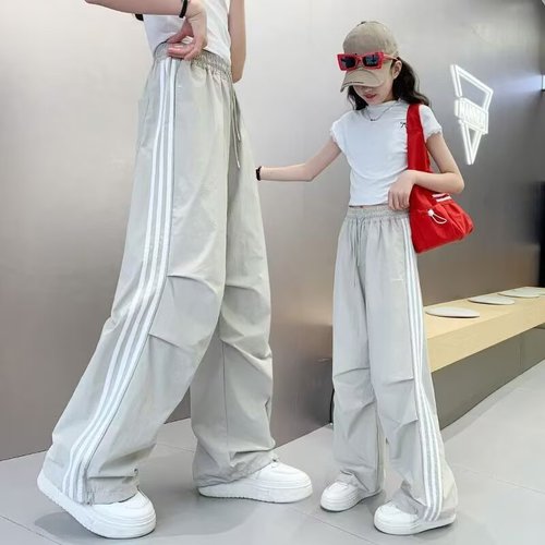 Girls' Summer 2025 New Children's Fashion Casual Pants for Big Kids - Thin Quick-Dry Work Pants - Long Pants Trendy