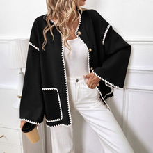 女士宽松修边休闲纽扣前襟双口袋夹克妮子外套秋冬款