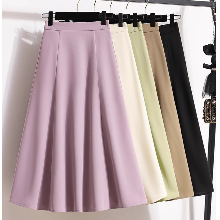 plus size Women's Skirt Women's Summer Elasto High Waist Skirt Mid-length Dape Suit Long Skirt Umbrella Skirt A- Line Skirt