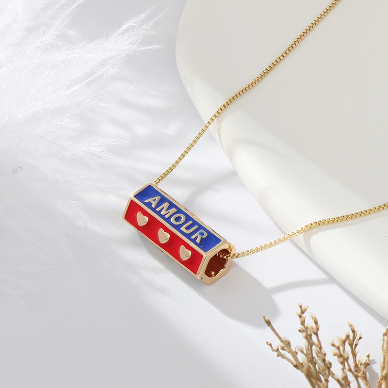 1 Piece Fashion Geometric Letter Heart Shape Alloy Copper Enamel Womenu0027S Necklace