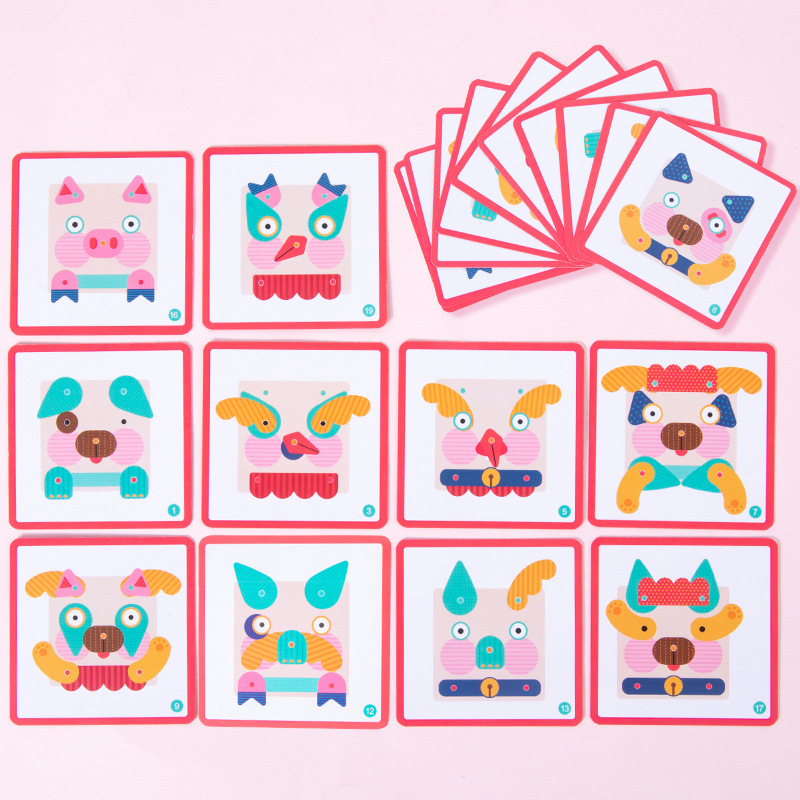 Educativo para niños diversión creativa cara cambiante expresión facial juego forma geométrica rompecabezas de Madera Juguetes de educación temprana