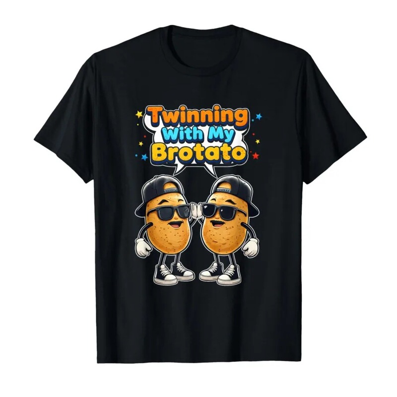 Twins and My Brother Potato Funny Twin Brothers Good Friends Men's T-Shirt Women's T-Shirt Short Sleeve Top Twins and My Brother Potato Funny Twin Brothers Good Friends Men's T-Shirt Women's T-Shirt Short Sleeve Top