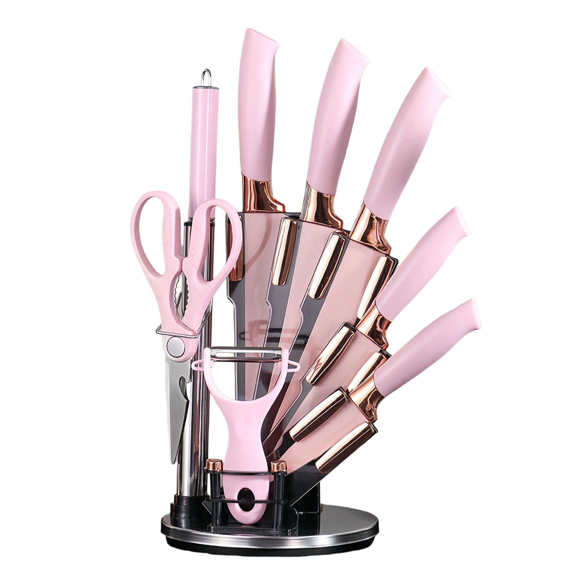 Juego de cuchillos - juego de nueve piezas rosa
