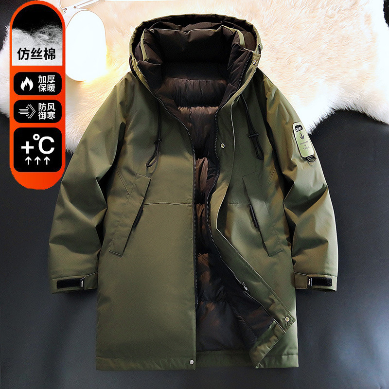 Mid-Length Cotton-Padded Jacket for Men in Winter New Style Hooded Thickeneded Cotton-Padded Jacket to Prevent Cold and Warm Military Outwear Jacket Workwear Cotton-Padded Jacket for Men