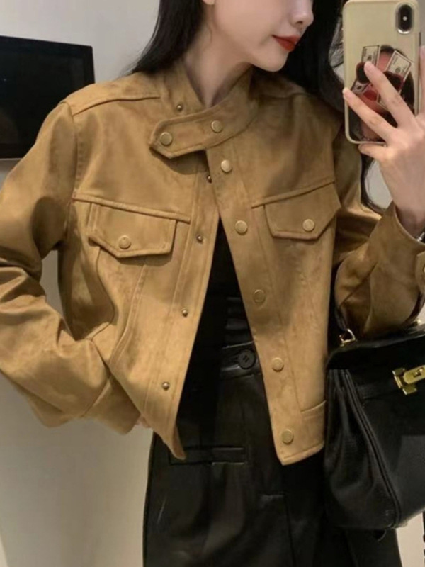 短款麂皮绒外套女春秋新款2025爆款洋气流行小个子高级感夹克上衣|undefined