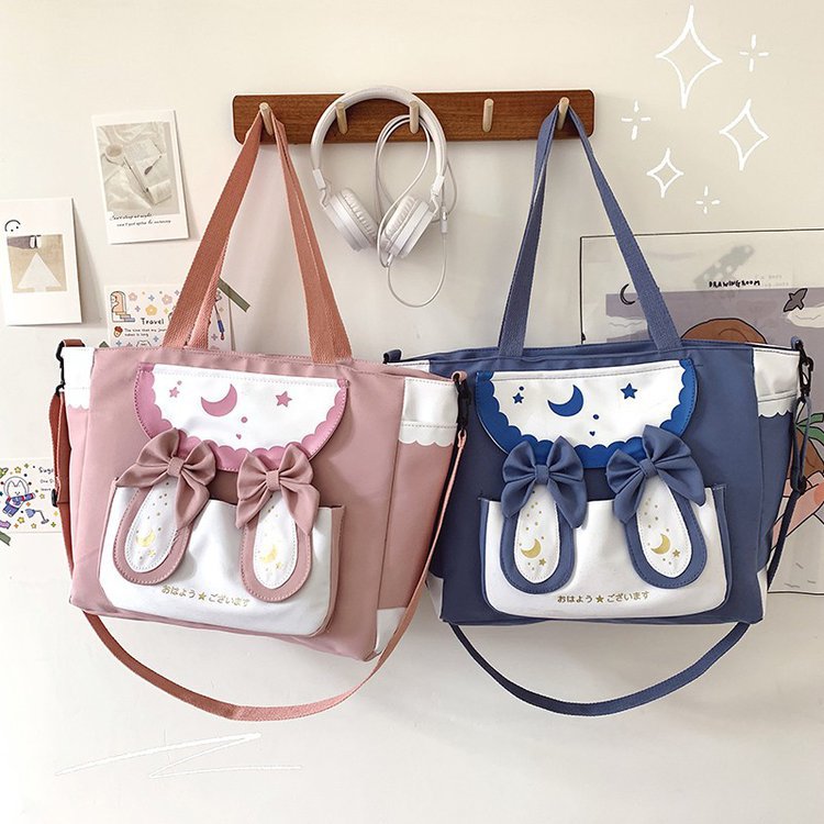 ins solar system Canvas bag Lolita Messenger Rabbit Ears student schoolbag Sen family capacity The single shoulder bag