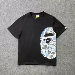 Cross-Border Export Wholesale Side Big Ape Print Short-Sleeved Youth Trendy Casual T-Shirt Summer Pure Cotton Half-Sleeve