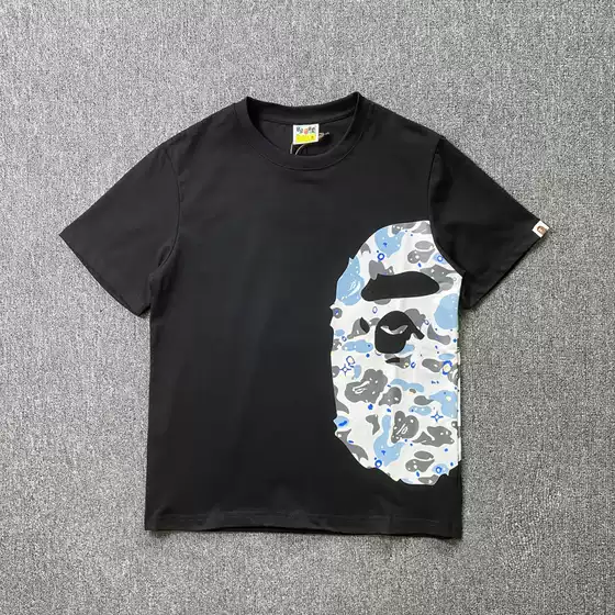Cross-Border Export Wholesale Side Big Ape Print Short-Sleeved Youth Trendy Casual T-Shirt Summer Pure Cotton Half-Sleeve