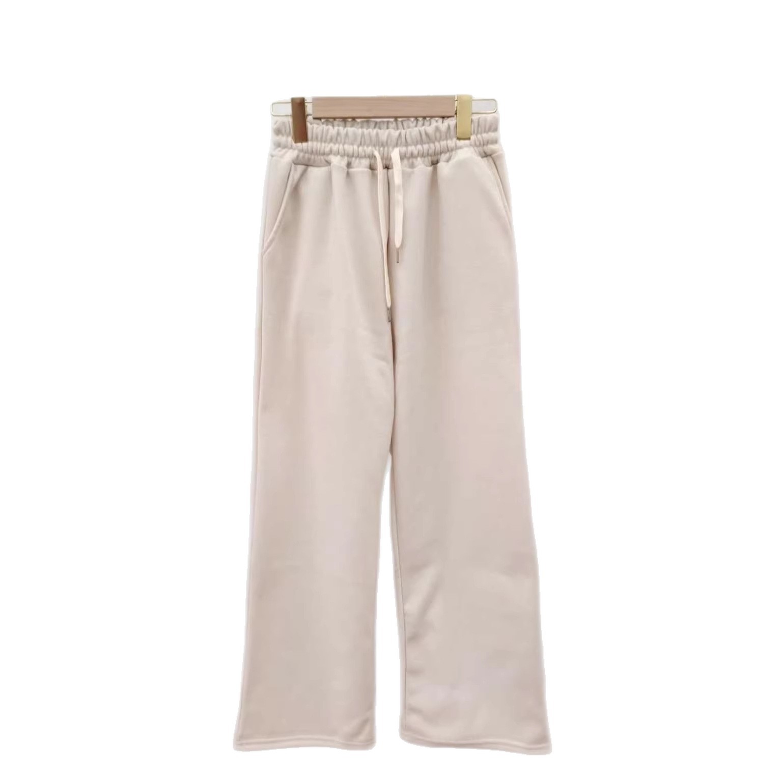 Otoño y invierno de 2025, cintura elástica, estampado en herringbone, pantalones casuales de piernas anchas y pantalones largos. image 6