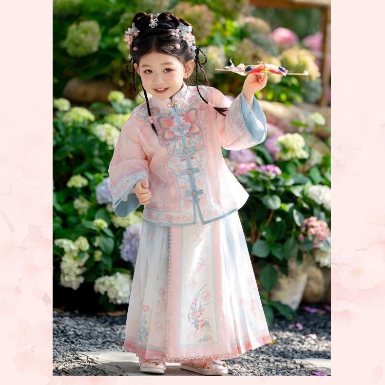 女童马面裙2025新款春季国风中式春秋汉服儿童小女孩古风仙套装|undefined