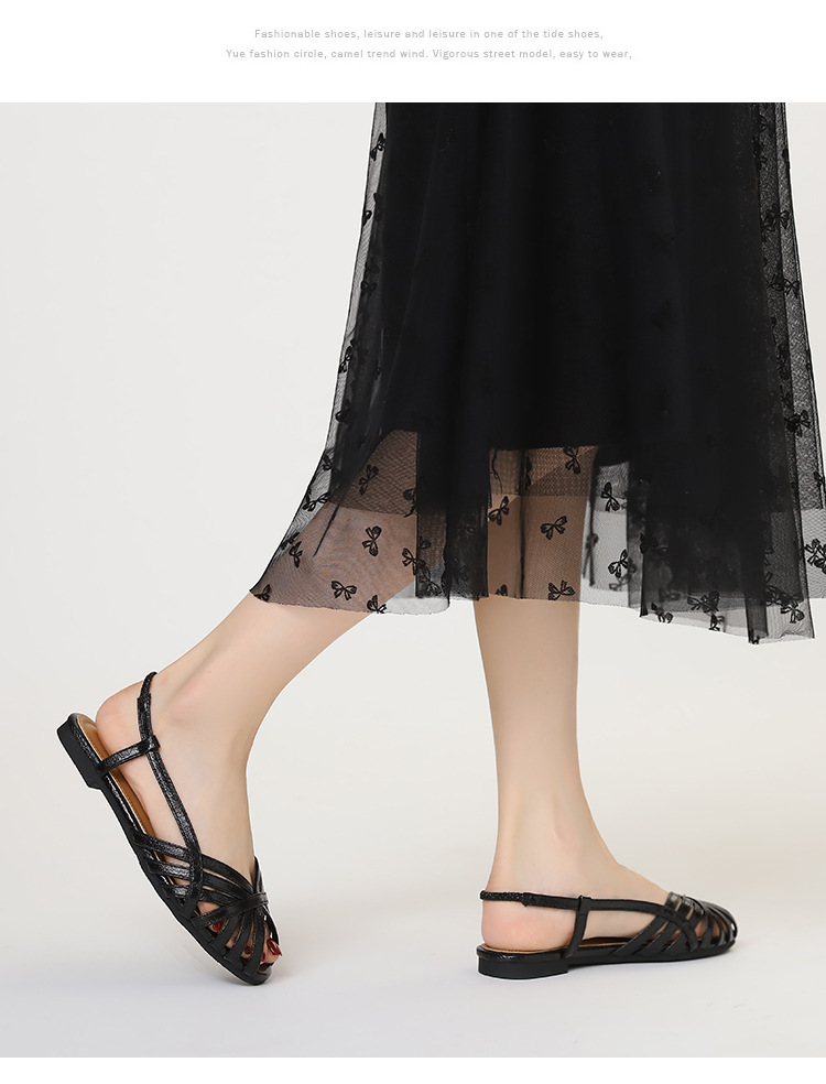 Shiny Orange Roman-style Flat Sandals With Cross Straps, Open Toe, Back Strap, Versatile For Commuting, Women's Shoes_desvips.com