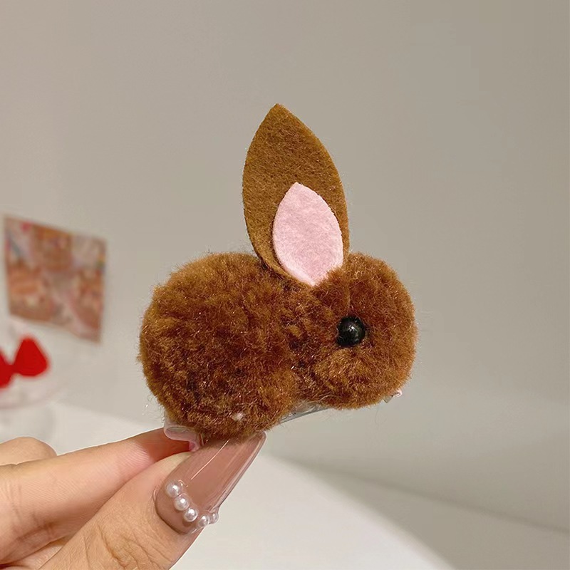 Lindo conejito tridimensional horquilla empujando actividades pequeños regalos para niños conejo de felpa horquilla rojo rojo accesorios creativos para el cabello mujeres