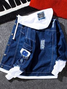 New spring and autumn spliced denim jacket for men's Korean style fashion casual baseball uniform versatile couple jacket