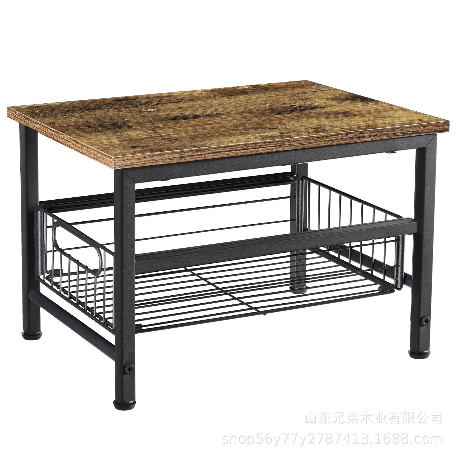 Under-Sink Iron and Wood Drawer Storage Cabinet, Pull-Down Sliding Basket, Desktop Storage Rack, Multifunctional Kitchen Storage