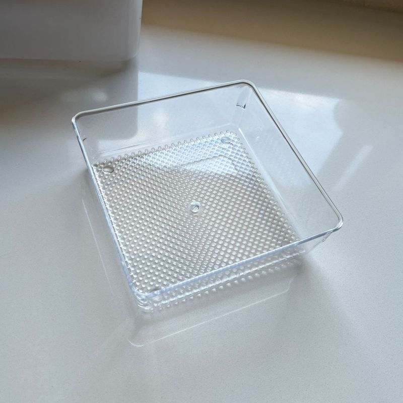 引き出し式透明収納ボックス シンプルな水玉模様の食器箸スプーン整理ボックス デスクトップ化粧品収納ボックス|undefined