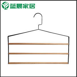 多功能铁夹木裤架榉木多层裤挂晾晒扁线衣架多功能挂架厂家直批