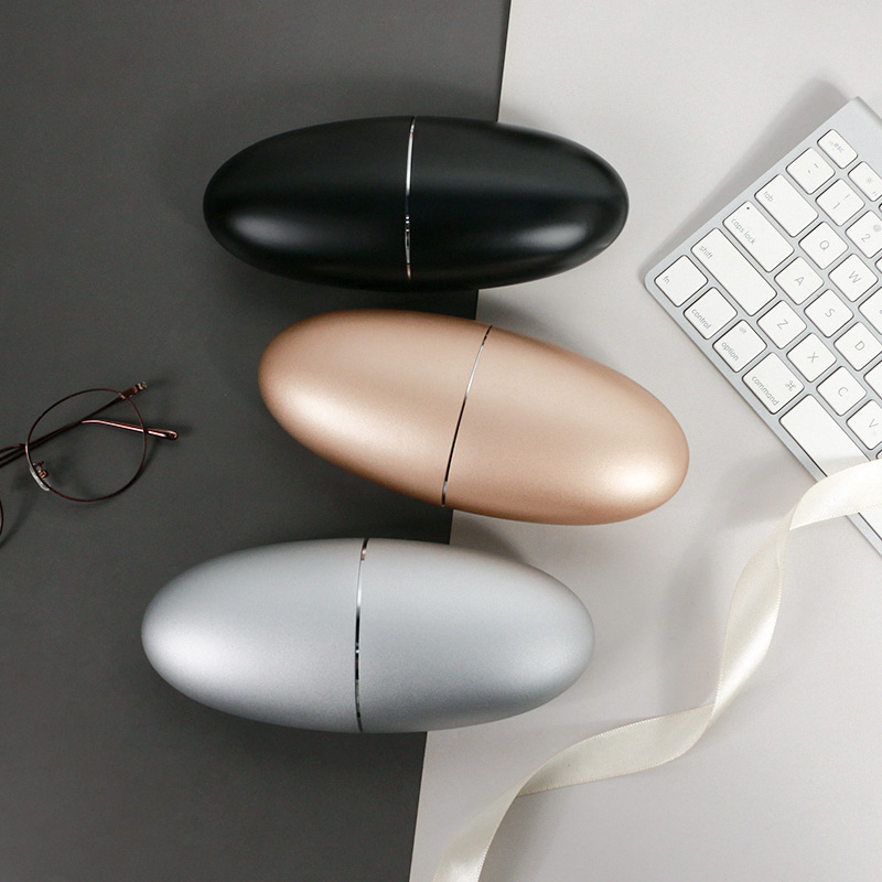 Oval-shaped aluminum alloy glasses case, bullet-shaped portable metal eyeglass case, lightweight storage for myopia glasses and reading glasses