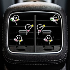 Set of 6 black yarn car air vent deodorizer, featuring car-shaped yarn balls and small figures, for car decoration.