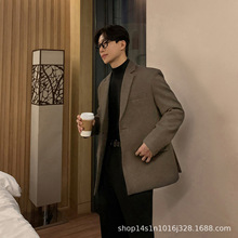 ASCLO老钱风秋冬新款毛呢西装外套潮流ins高级感百搭休闲加厚西服