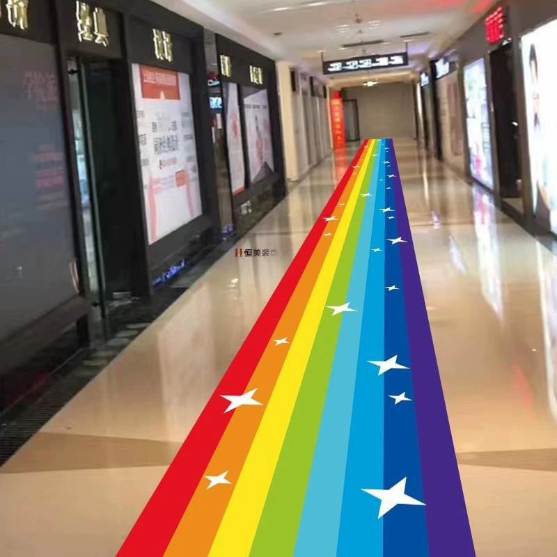 Наклейки на пол «Радужная подиум» для детских комнат, торговых центров, школьных магазинов, мультяшные украшения, съемные самоклеящиеся наклейки
