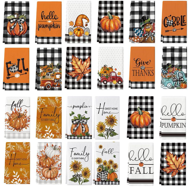 Cross-Border Hot-Selling Thanksgiving Dish Towels, Autumn Kitchen Towels, Digitally Printed Tableware, Daily Necessities, Kitchen Dish Towels Cross-Border Hot-Selling Thanksgiving Dish Towels, Autumn Kitchen Towels, Digitally Printed Tableware, Daily Necessities, Kitchen Dish Towels