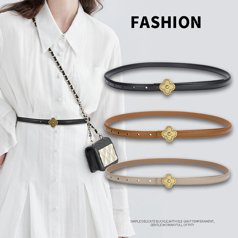 Thin Belt for Women, New Fashion Versatile Decorative Belt for Suits and Jeans, Ins-Style Retro Black Belt