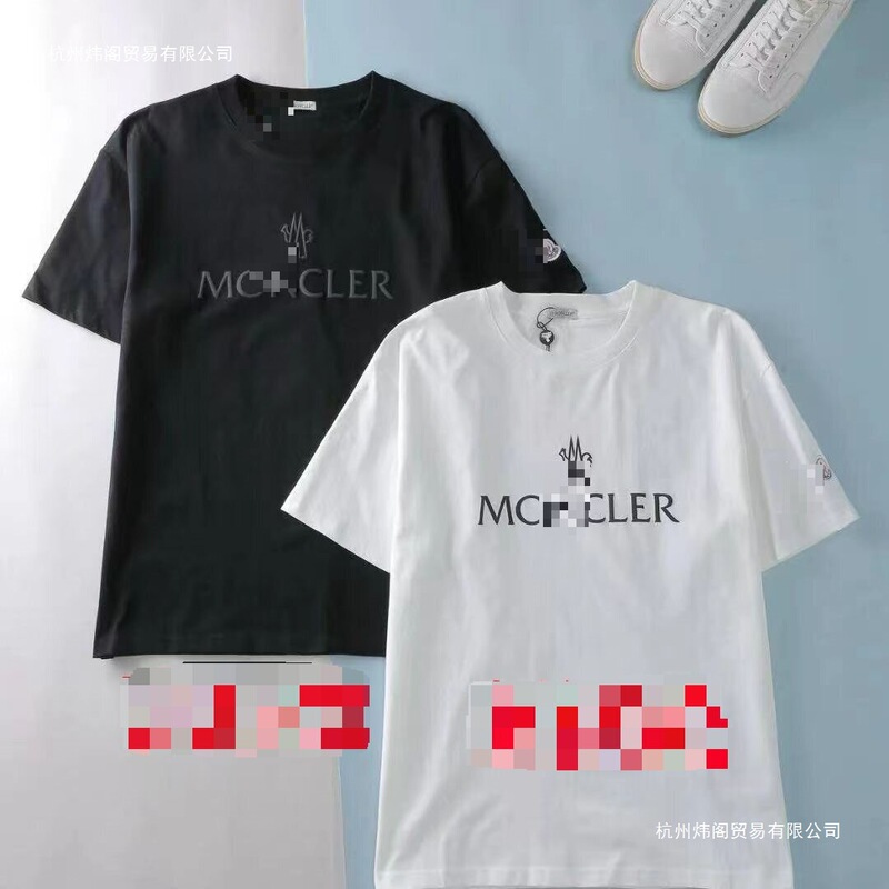 M Brand's New Summer Round-Neck Letter Embroidery Short-Sleeve Casual Pure Cotton Unisex Loose Trendy Versatile Top T-Shirt