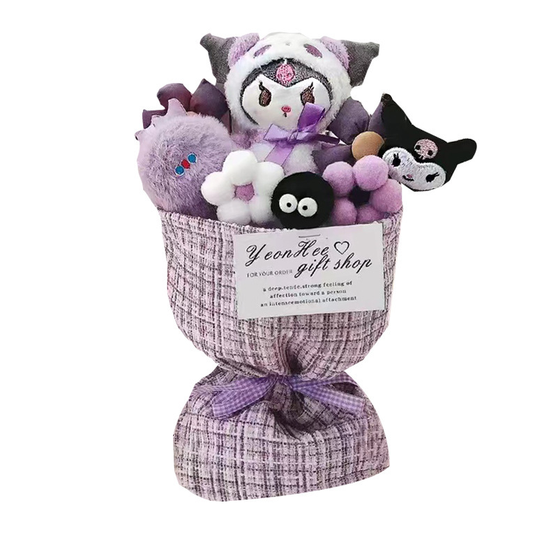 Regalo de Año Nuevo, muñeca Kuromi, ramo de dibujos animados, flor eterna, regalo de cumpleaños para niñas y novias