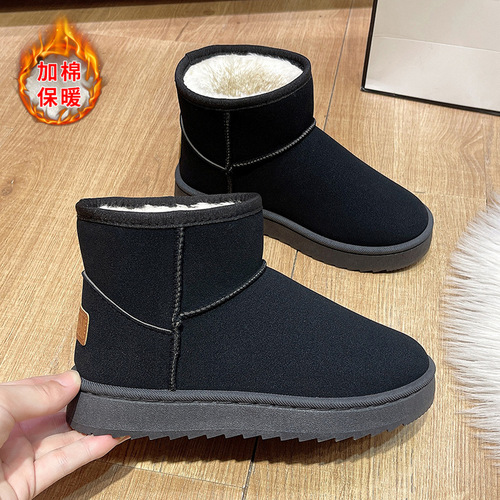 Women's cotton boots wholesale, Korean style autumn and winter velvet snow boots, women's round head slip-on warm boots, round head light in stock