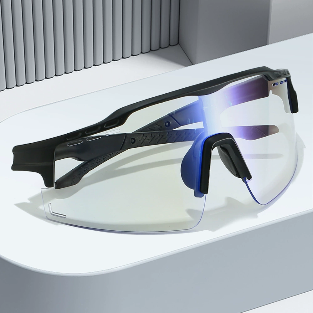 Cross -border new high -definition PC anti -blue light discoloration sports ride glasses European and American tide sunscreen mirror sunglasses
