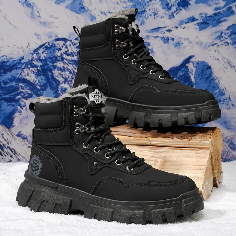 Martin botas de invierno de alto nivel para hombres con calzado de algodón al aire libre impermeable y resbaladizo pieles en botas de nieve del noreste