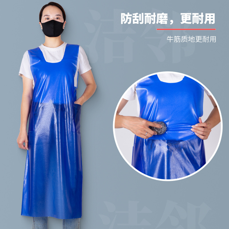 Personalizado chaleco de PVC tendón de vaca impermeable delantal de piel de aceite cocina espesa pescado trabajo especial abrigo de desgaste inverso