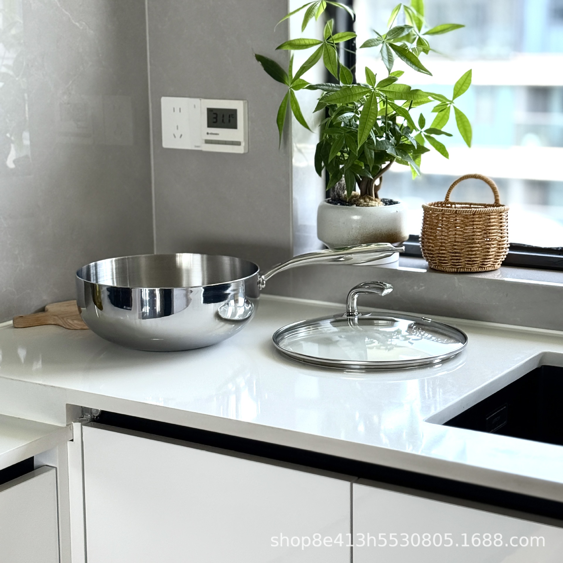 [Diseño profundo] 26cm olla 18 / 10 cinco capas de acero integral formado horno electromagnético doméstico para hornos de verduras