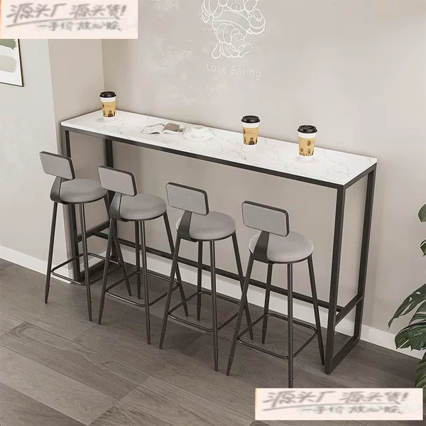 Long table, milk tea shop table and chair set, bar table, wall-mounted bar table, high table, home living room small bar table