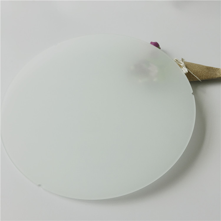 圆形散光片 一面磨砂一面丝印白色油墨 半透LED灯片 钢化玻璃面板